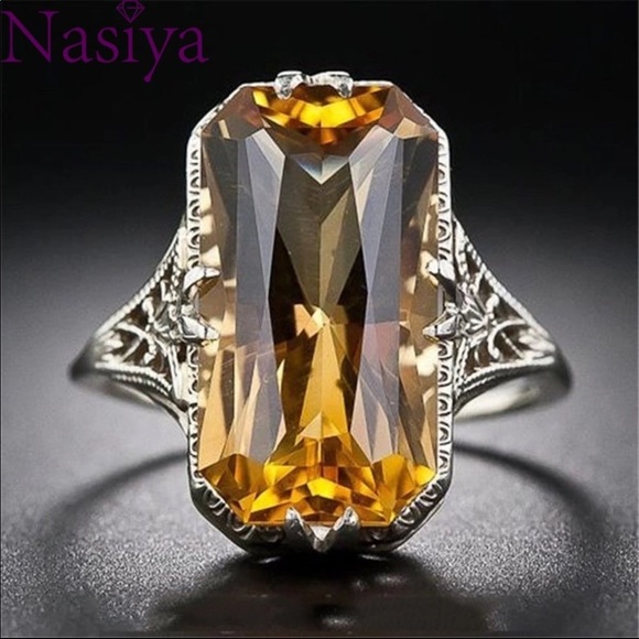 925 Sterling Silver Citrine Statement Ring